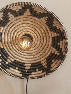 Good&Mojo Wandlamp Andros dia. 45cm zwart/naturel New