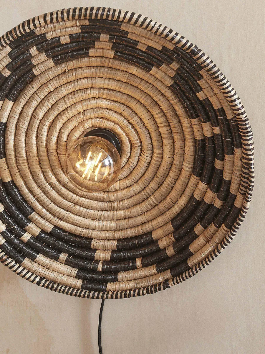 Good&Mojo Wandlamp Andros dia. 45cm zwart/naturel New