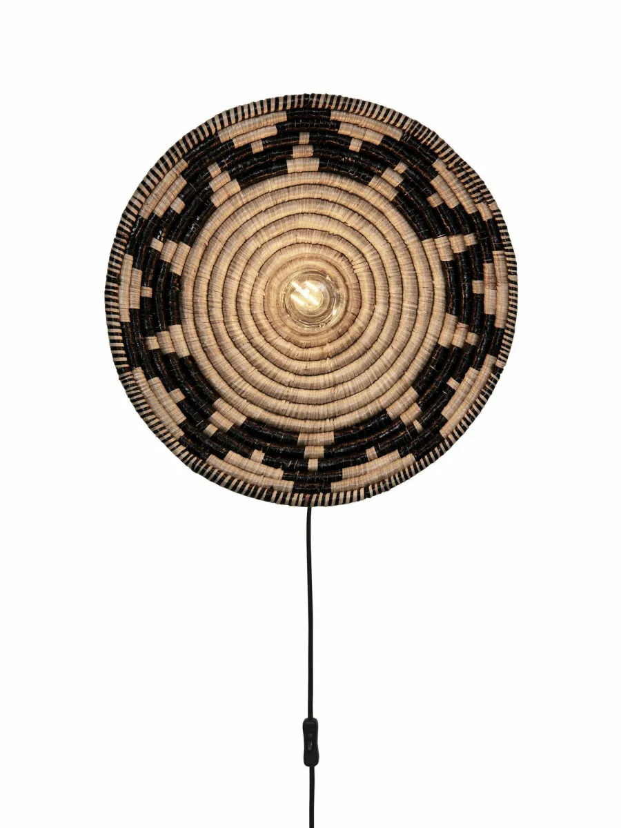 Good&Mojo Wandlamp Andros dia. 45cm zwart/naturel New