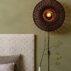 Good&Mojo Wandlamp Arizona bamboe ø50x23cm burgundy S Outlet