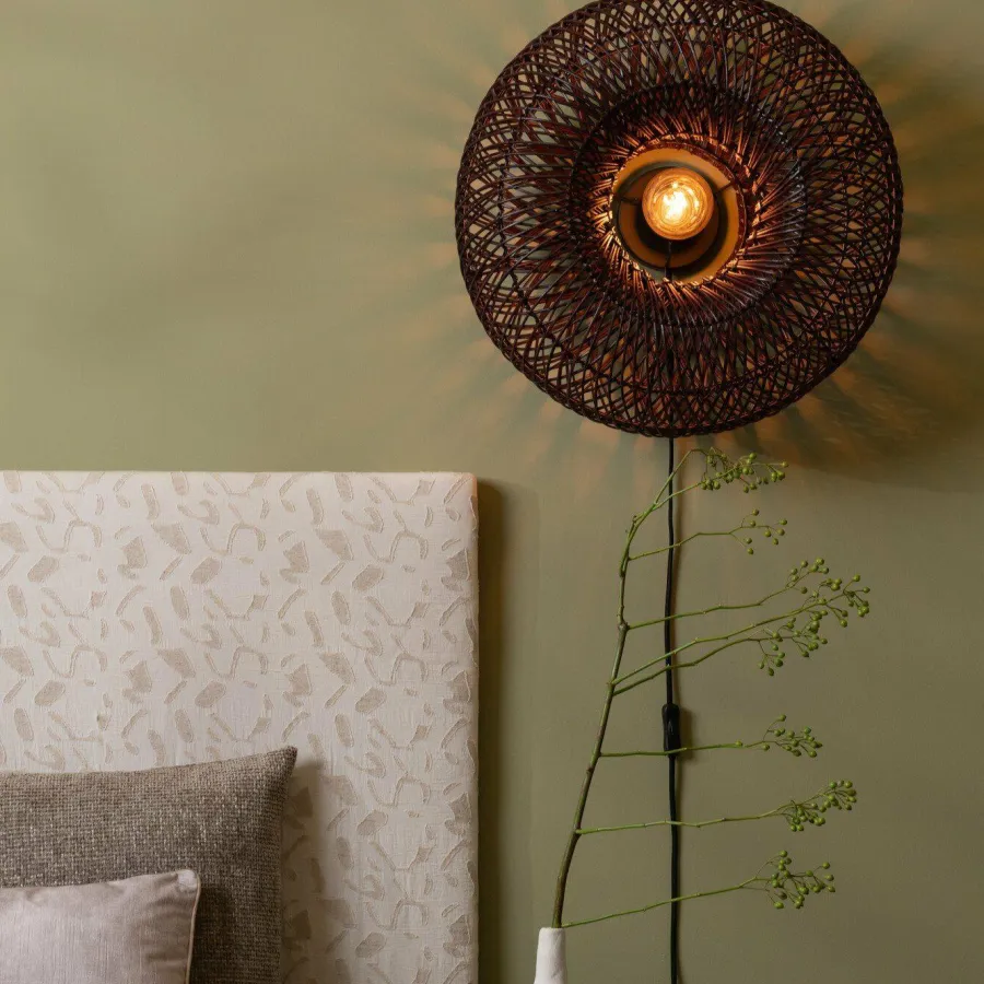 Good&Mojo Wandlamp Arizona bamboe ø50x23cm burgundy S Outlet