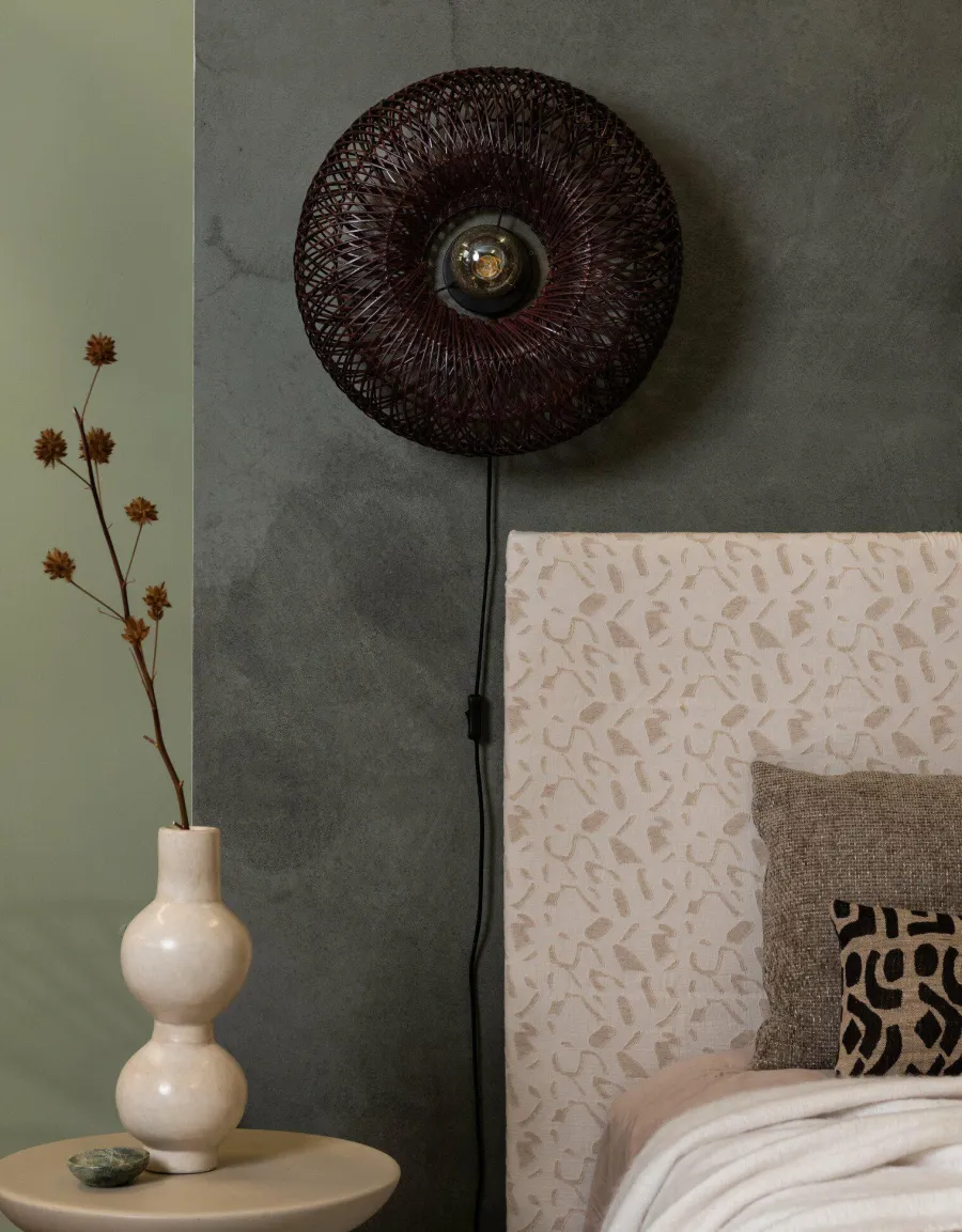 Good&Mojo Wandlamp Arizona bamboe ø50x23cm burgundy S Outlet