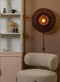 Good&Mojo Wandlamp Arizona bamboe ø50x23cm burgundy S Outlet