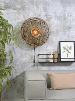 Good&Mojo Wandlamp Bali bamboe 60 x 15 cm zwart/naturel M New