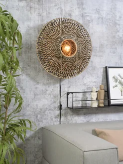 Good&Mojo Wandlamp Bali bamboe 60 x 15 cm zwart/naturel M New
