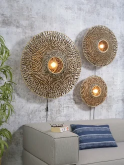 Good&Mojo Wandlamp Bali bamboe 44 x 12 cm zwart/naturel S New