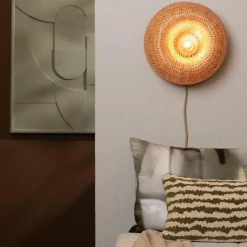 Good&Mojo Wandlamp Barbados bamboe ø35xh.15cm naturel New