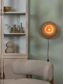 Good&Mojo Wandlamp Barbados bamboe ø35xh.15cm naturel New