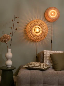 Good&Mojo Wandlamp Barbados bamboe ø35xh.15cm naturel New