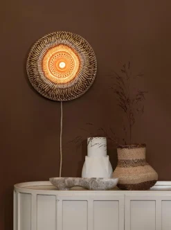 Good&Mojo Wandlamp Barbados bamboe ø35xh.15cm naturel/bruin Discount