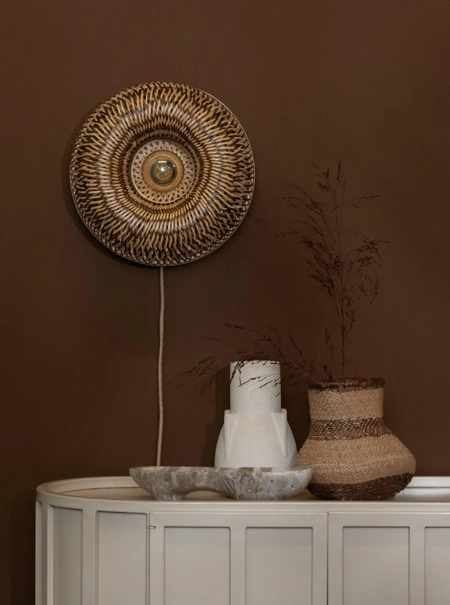 Good&Mojo Wandlamp Barbados bamboe ø35xh.15cm naturel/bruin Discount