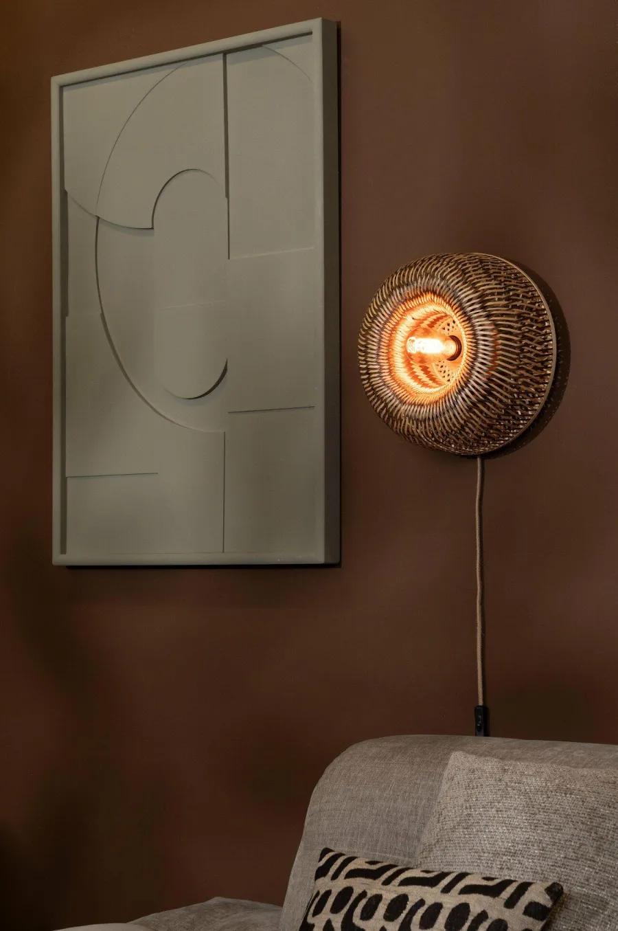 Good&Mojo Wandlamp Barbados bamboe ø35xh.15cm naturel/bruin Discount