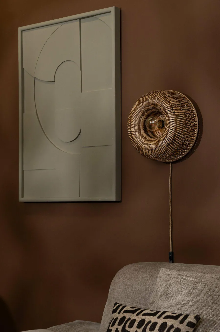Good&Mojo Wandlamp Barbados bamboe ø35xh.15cm naturel/bruin Discount