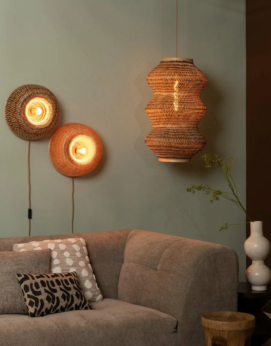 Good&Mojo Wandlamp Barbados bamboe ø35xh.15cm naturel/bruin Discount