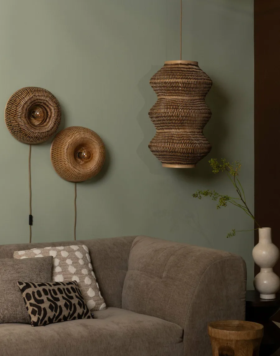 Good&Mojo Wandlamp Barbados bamboe ø35xh.15cm naturel/bruin Discount