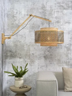 Good&Mojo Wandlamp Bhutan bamboe naturel Ø 50 zwart naturel L Clearance
