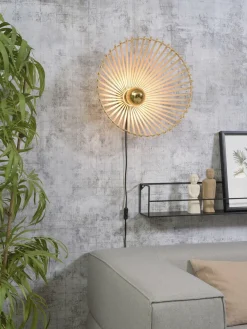 Good&Mojo Wandlamp Bromo bamboe asymm. Ø 50 naturel M