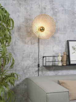 Good&Mojo Wandlamp Bromo bamboe asymm. Ø 40 naturel S Clearance