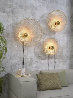 Good&Mojo Wandlamp Bromo bamboe asymm. Ø 40 naturel S Clearance