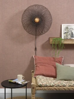 Good&Mojo Wandlamp Cango bamboe ellips dia.60x25cm zwart New