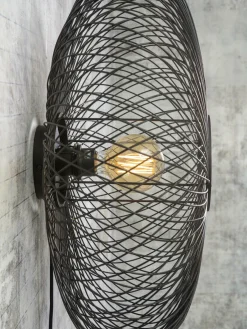Good&Mojo Wandlamp Cango bamboe ellips dia.60x25cm zwart New