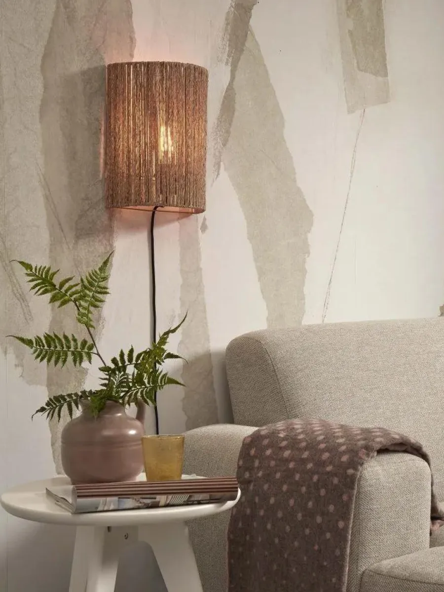 Good&Mojo Wandlamp Iguazu halfrond 22cm naturel Sale
