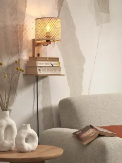 Good&Mojo Wandlamp Java met plank naturel Hot