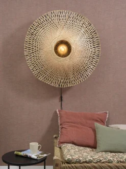 Good&Mojo Wandlamp Kalimantan bamboe plat Ø87 L