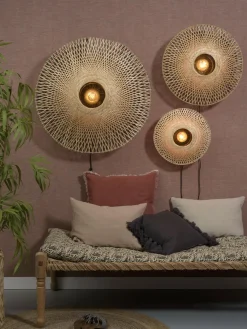 Good&Mojo Wandlamp Kalimantan bamboe plat Ø60 M