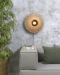 Good&Mojo Wandlamp Kalimantan bamboe plat Ø44 S Clearance