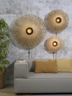 Good&Mojo Wandlamp Kalimantan bamboe plat Ø44 S Clearance