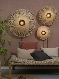 Good&Mojo Wandlamp Kalimantan bamboe plat Ø44 S Clearance