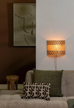 Good&Mojo Wandlamp Langkawi bamboe/kap 32x1x6x25cm nat/br. Sale