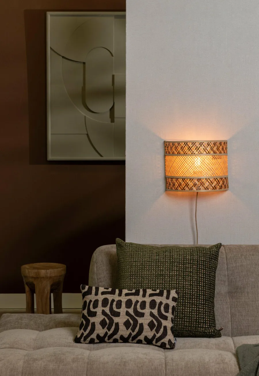 Good&Mojo Wandlamp Langkawi bamboe/kap 32x1x6x25cm nat/br. Sale