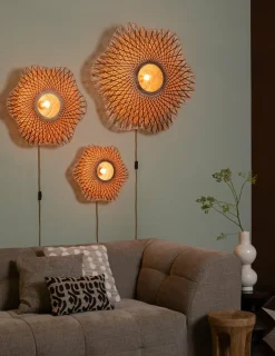 Good&Mojo Wandlamp Madura bamboe ø87x20cm naturel bruin L Outlet