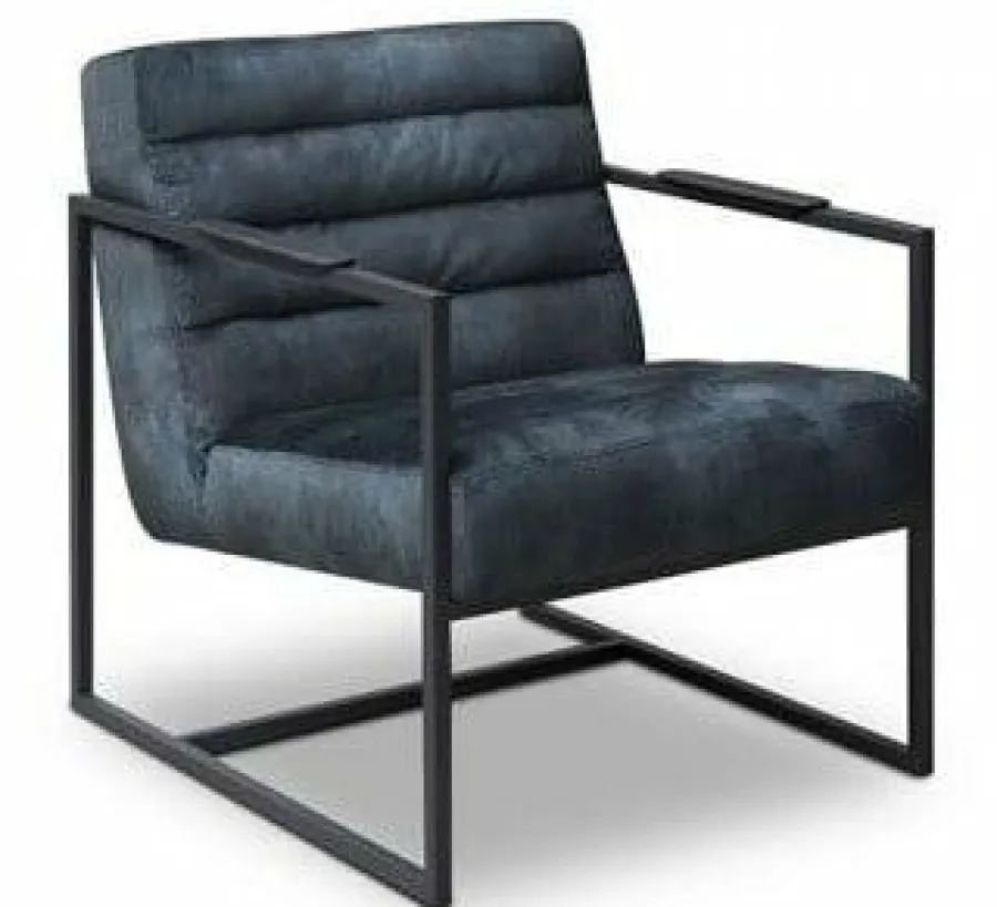 Het Anker Showroommodel Fauteuil Skipper Black & Blue vintage velvet New