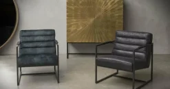 Het Anker Showroommodel Fauteuil Skipper Black & Blue vintage velvet New