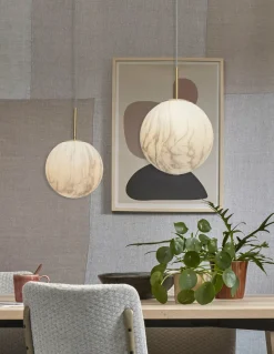 it's about RoMi Hanglamp glas/ijzer Carrara bol wit marmerprint/goud M Online
