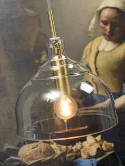 it's about RoMi Hanglamp glas Brussels Ø 20 transparant/goud rond Discount