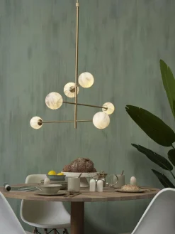 it's about RoMi Hanglamp glas/ijzer Carrara 3-arm met 6 bollen wit marmerprint/goud Clearance