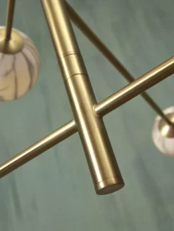 it's about RoMi Hanglamp glas/ijzer Carrara 3-arm met 6 bollen wit marmerprint/goud Clearance