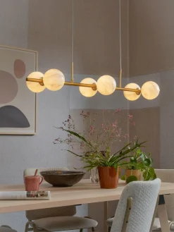it's about RoMi Hanglamp glas/ijzer Carrara 6-bollen wit marmerprint/goud Hot