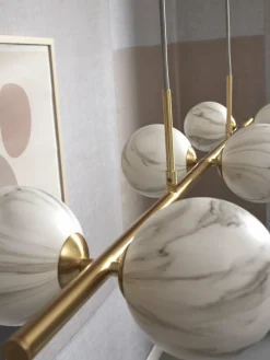 it's about RoMi Hanglamp glas/ijzer Carrara 6-bollen wit marmerprint/goud Hot