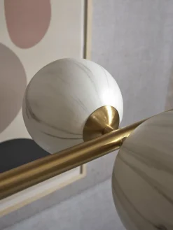 it's about RoMi Hanglamp glas/ijzer Carrara 6-bollen wit marmerprint/goud Hot