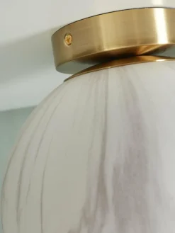 it's about RoMi Plafonniere glas/ijzer Carrara bol wit marmerprint/goud S Outlet