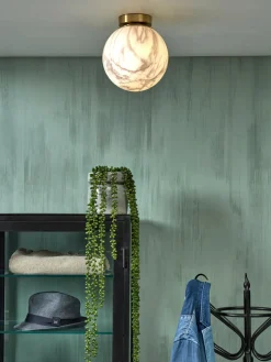 it's about RoMi Plafonniere glas/ijzer Carrara bol wit marmerprint/goud S Outlet