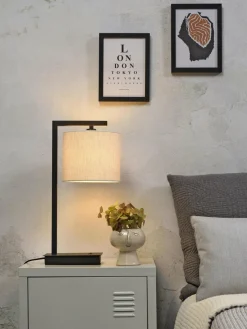 it's about RoMi Tafellamp ijzer/zwart Boston licht linnen Sale