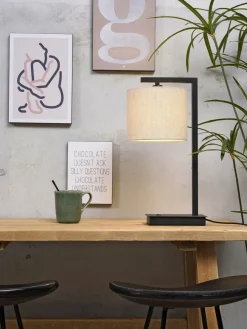 it's about RoMi Tafellamp ijzer/zwart Boston licht linnen Sale