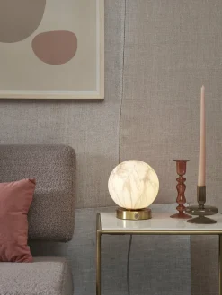 it's about RoMi Tafellamp glas/ijzer Carrara bol wit marmerprint/goud Outlet