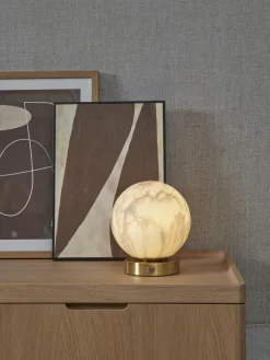 it's about RoMi Tafellamp glas/ijzer Carrara bol wit marmerprint/goud Outlet